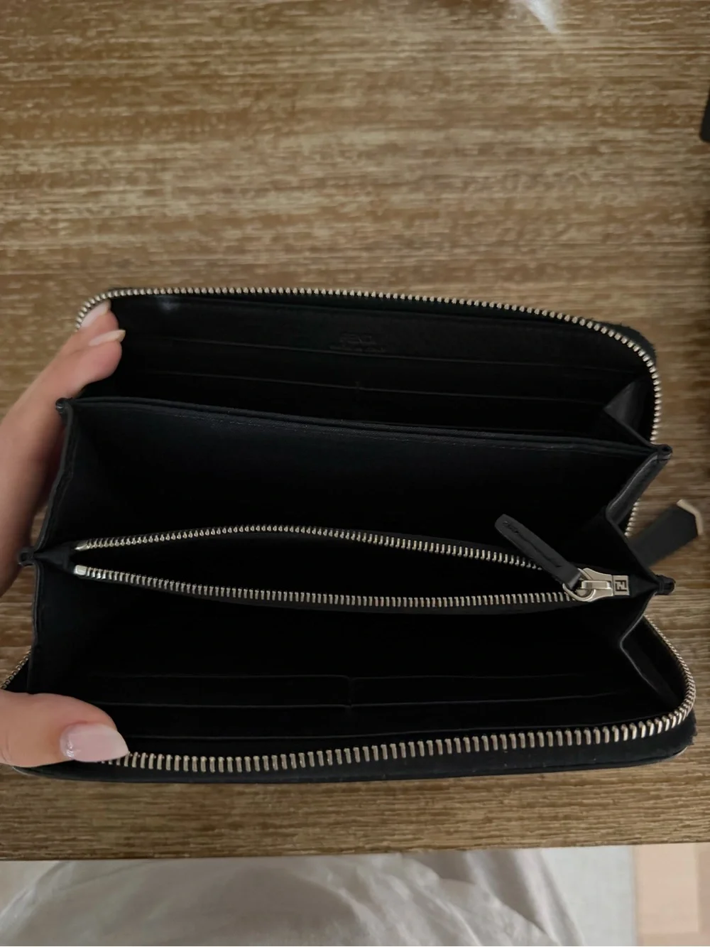 RARE FENDI PYTHON Black Wallet/Clutch with Snake-Print Eye Accents